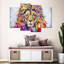 Tête de lion à motif floral sur toile-721295017