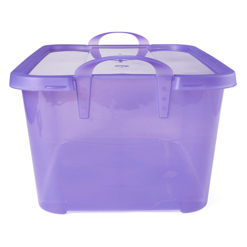 Purple 55 Quart Stackable Plastic Storage Container with Lid