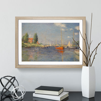Red Boats in Argenteuil by Claude Monet - Framed Print