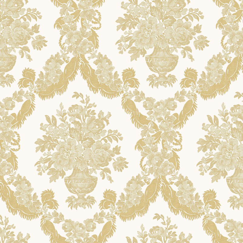 Italian Classics 4 Floral Baroque Damask 3D Embossed Wallpaper Roll, Gold