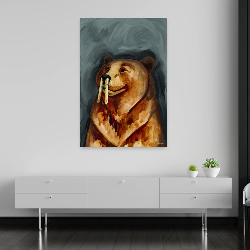 Art mural abstrait contemporain Stinky Bear, H 60 po x l 40 po