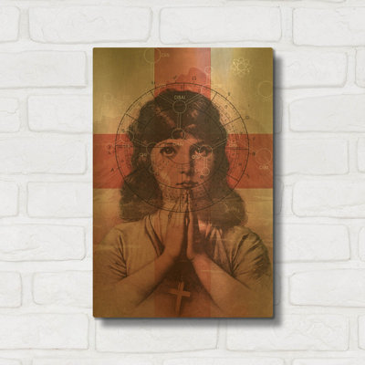 'The Christian Girl' By Elo Marc Gold Metal Wall Art, 12" x 16"