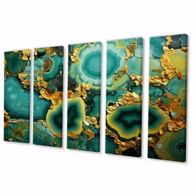 Pierre dorée Amazonite verte - pierre géode, art mural 5 pièces