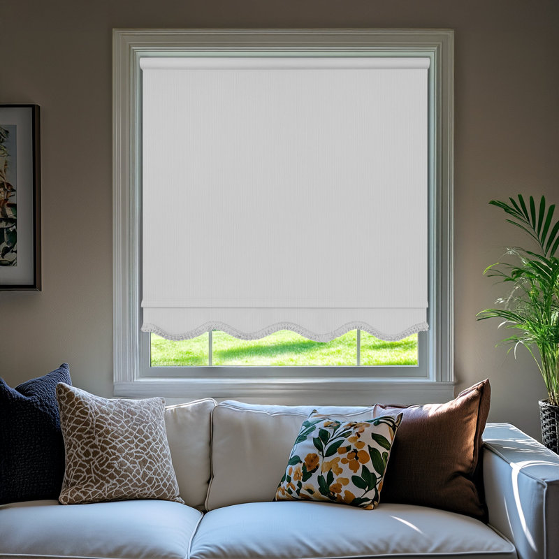 Haverstraw Blackout Vinyl Roller Shade, 15.5"W x 64"L, White Textured (Fringe)