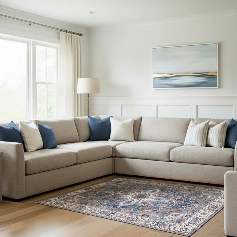 Tapis en chenille Aliyeh Dream Mink, Bleu, 6' 6" x 9' 6"