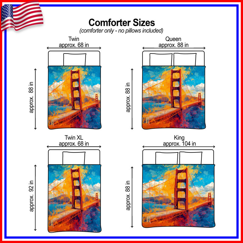 Golden Gate Bridge Painting Comforter, Twin
