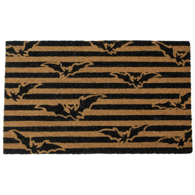 Natural Coir Flying Bats Halloween Doormat 18" x 30"