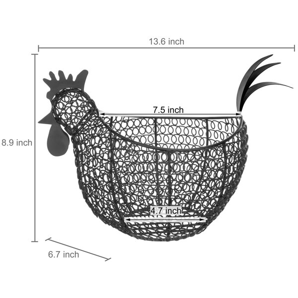 Egg Basket Chicken Holder Shaped Metal Wire Fruit Basket, Iron Egg