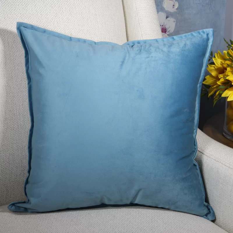 Velvet Pillow Cover, Light Blue, Square 16"