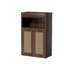 Armoire de rangement pour salle de bain avec 2 portes en rotin, autoportante avec tablette réglable et rangement ouvert pour le salon, le couloir-259733171