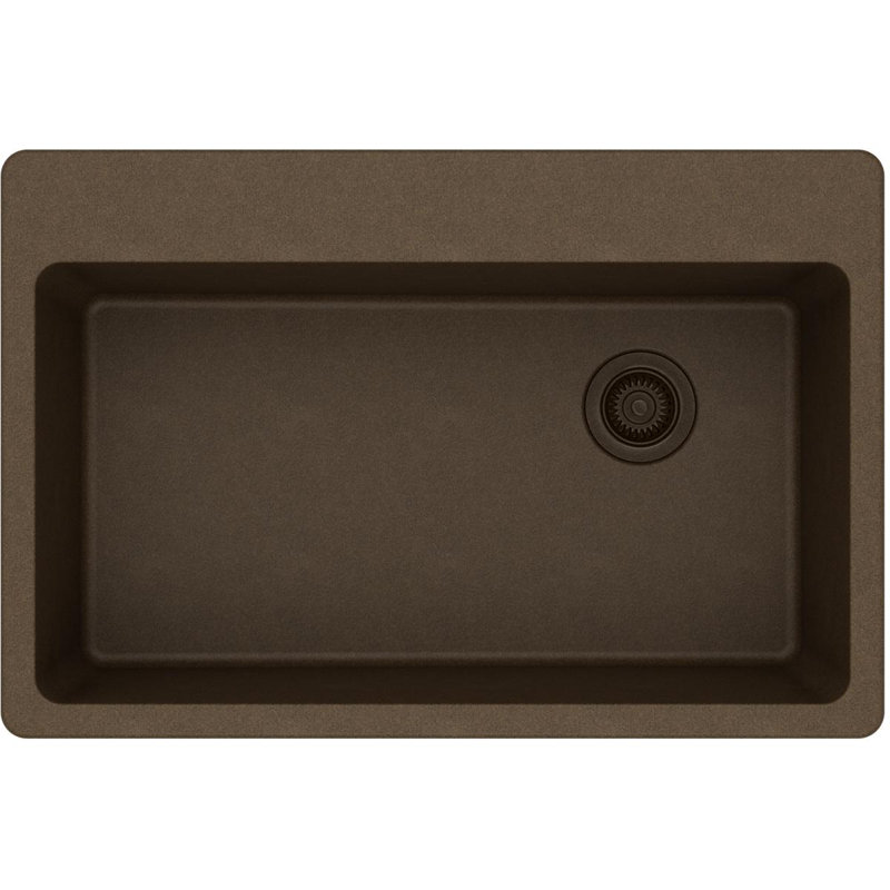Quartz Classic 33" x 22" x 9-1/2" Drop-In Kitchen Sink, Mocha