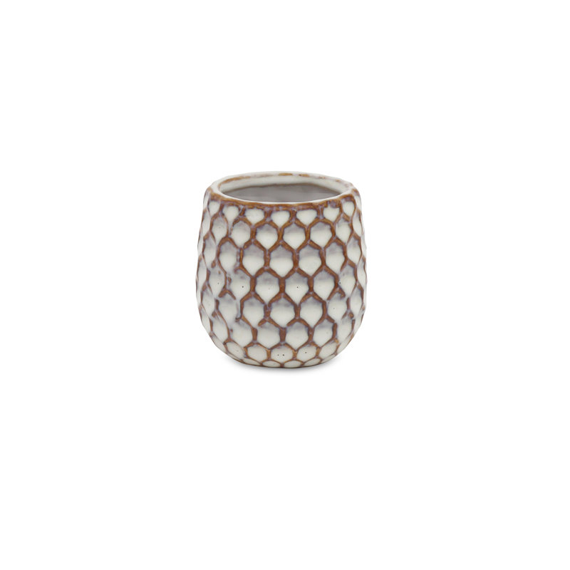 Pot à fleurs en céramique Eddins, Blanc, H 3,25 po x l 2,75 po x P 5,75 po
