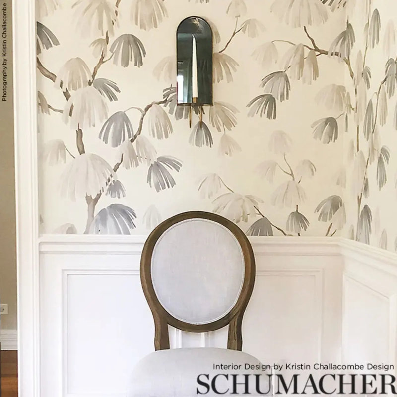 Schumacher x David Kaihoi Weeping Pine Wallpaper, Neutral