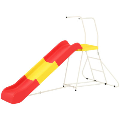 6Ft Metal Slide, Freestanding Play Equipment, Stable Bars For Stability, Fade- And Waterproof, Safe Design With Deep Chute, All Parts Included Quick Installation, Ideal 3 - 8 Years Playground