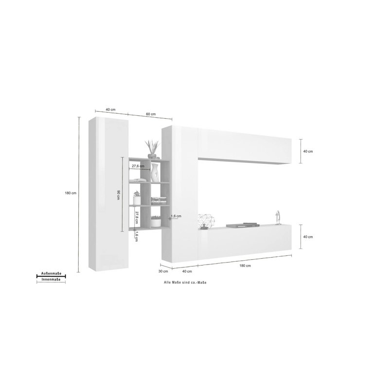 Mikaiah Rectangle Accent Cabinet, Glossy White/Maple