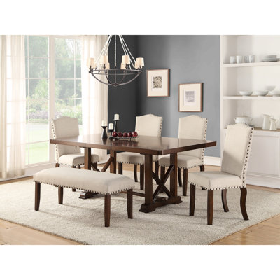 Contemporary Rectangular Cherry Veneer Dining Table With Leaf, Unique "x" Design Base Component, Rubber Wood And , 60" + 18" Extension, 42" X 30" Size, Seats 6 Legs, Extension Wide, Tall, For Area