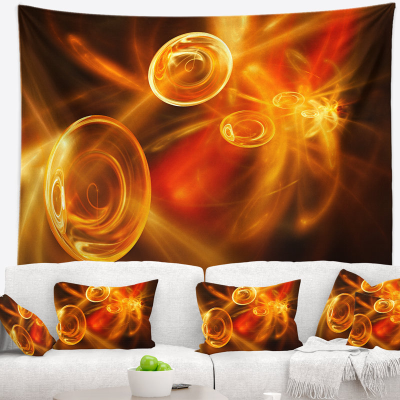 Tapisserie de bureau fractale jaune Abstract, H 78 po x l 92 po