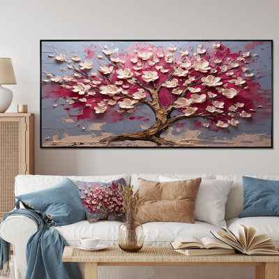 Orchidée rose et or jardin de branches V - art mural arbre