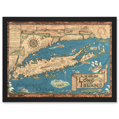 Long Island New York Smith 1933 Pictorial Map - Single Picture Frame Print