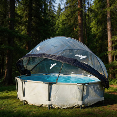 Round Multifunctional All Weather Cover Pool Dome Enclosure For Outdoor Pools, Compatible W/Clean & Warm Water Frame Pools