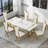 78 Inch White And Gold Dining Table Set With 6 White Leather Dining Chairs-985897467-985897462