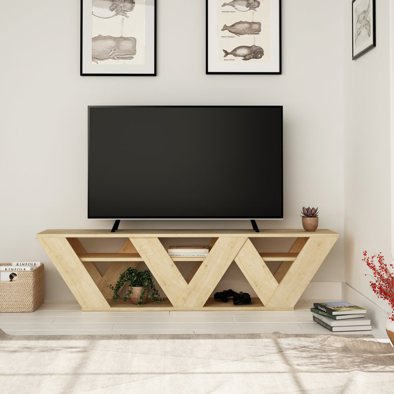 Enedina TV Stand for TVs up to 55" Modern Entertainment Unit, Oak