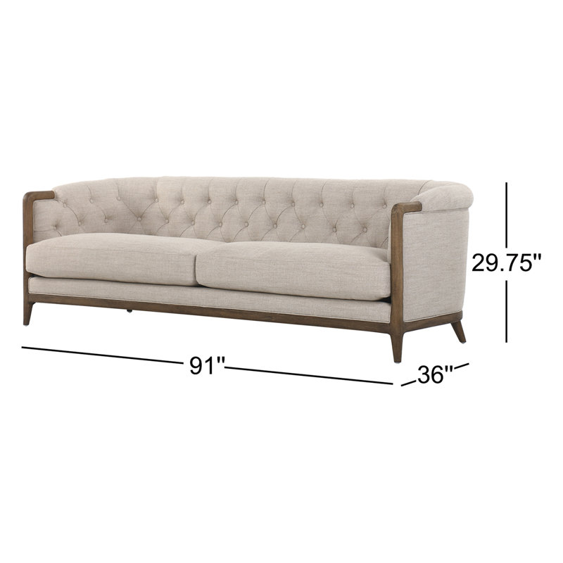 Ellsworth 91" Rolled Arm Sofa, 29.75" H x 91" W x 36" D, Alcala Wheat