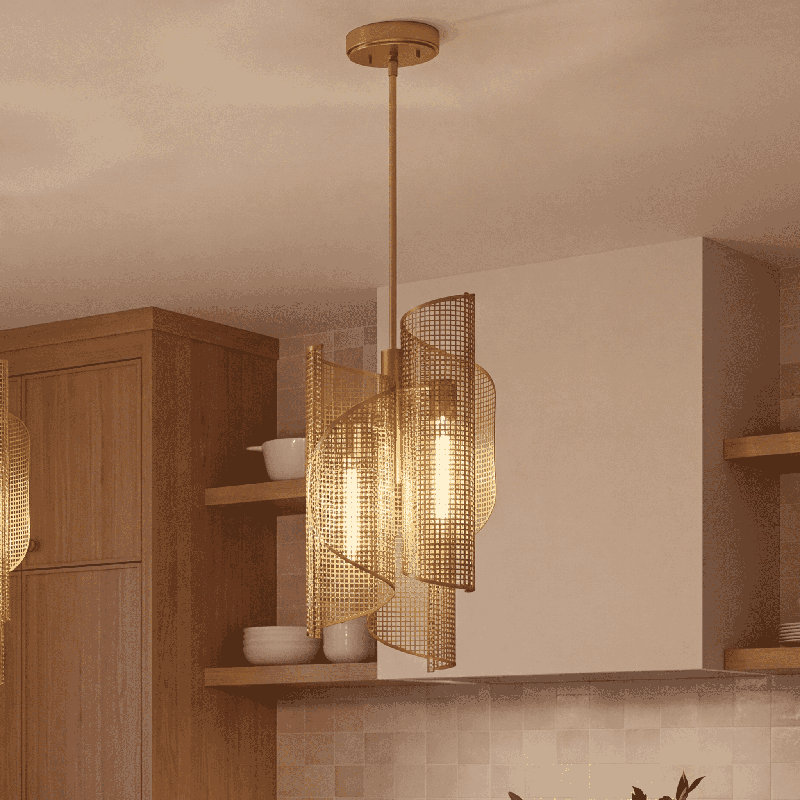 Hillbourne 3-Light Pendant in Brass, Brass, Brown;Yellow