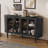 Black Farmhouse-Style Wooden Storage Sideboard With Glass Doors And Adjustable Shelves, Ideal For Kitchen, Dining Room And Living Room.-42204844