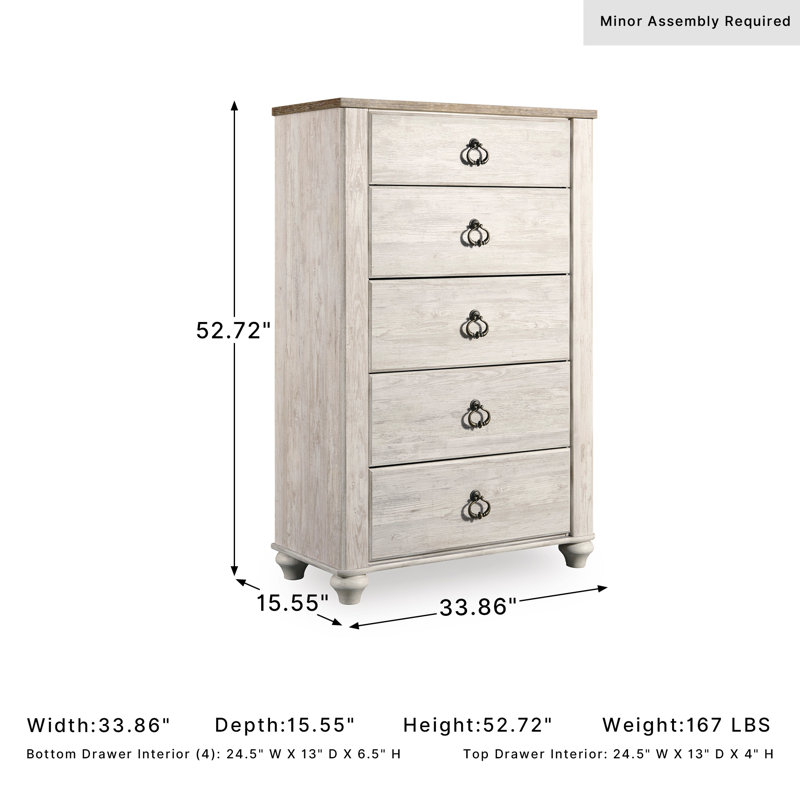 Aidsa 33.86'' W 5 - Drawer Dresser