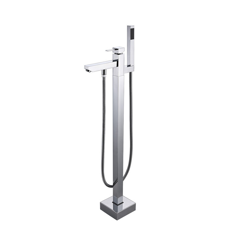 Bec de baignoire au sol avec douchette, Chrome