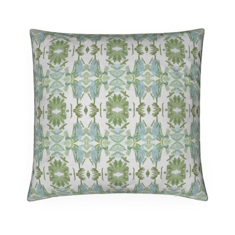 Wildflowers I Small Repeat Luxury Throw Pillow, Blue/Sage Green Floral, 22"H x 22"W