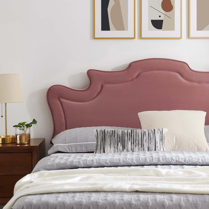 Modway Neena Performance Velvet Bed, Dusty Rose, Queen