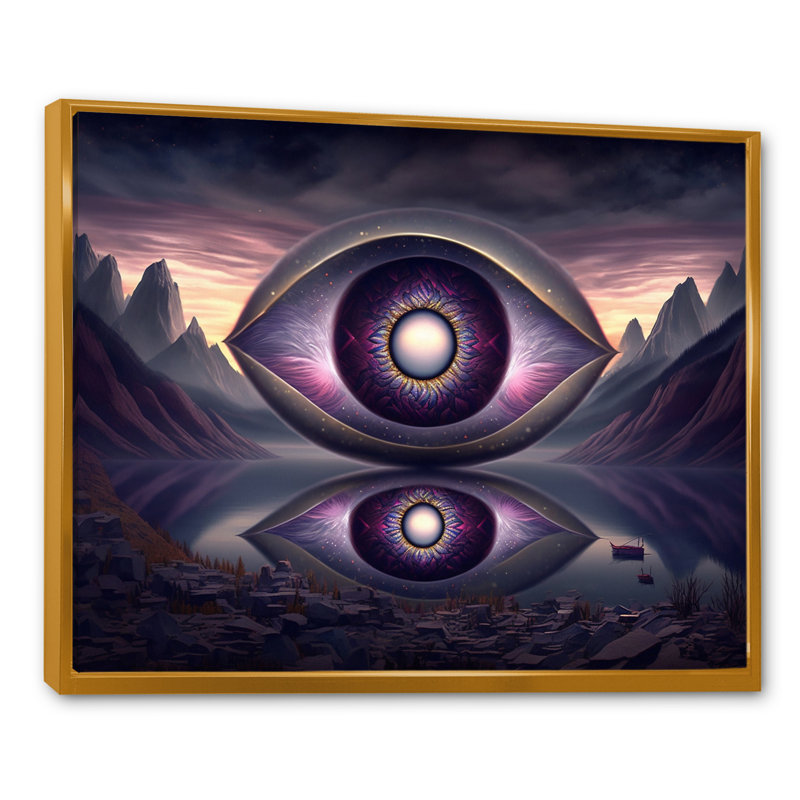 «Swavi Purple Eye Landscape I», reproduction sur toile, H 12 po x l 20 po x P 1 po, Cadre flottant doré