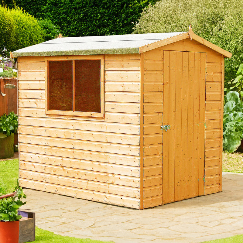Lewis 5 Ft. W x 7 Ft. D Shiplap Apex Wooden Shed, No