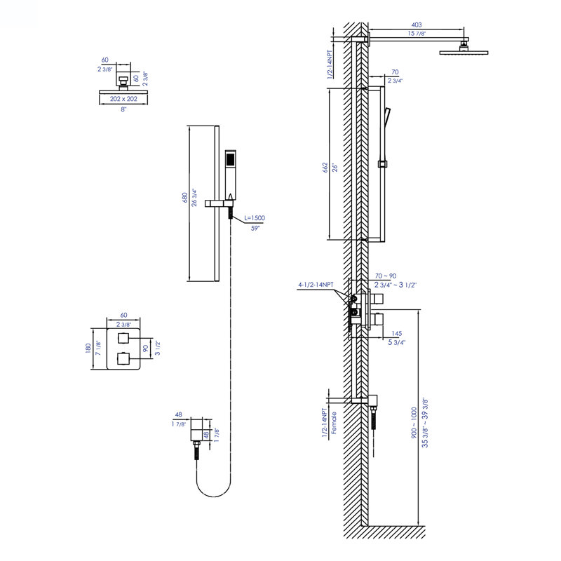 Complete Shower System with Rough in-Valve, Polished Chrome