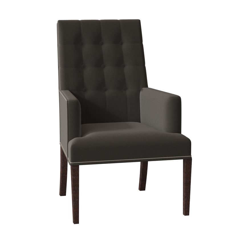 Libby Langdon 25.5" W Tufted Armchair, 8789 Bark Polyester, Espresso