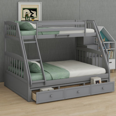 Bunk Bed With Drawers,Ladder And Storage Staircase