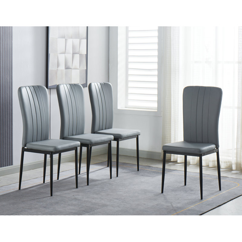 Mose 46cm H Upholstered Metal Upholstered Back Parsons Chair in Grey