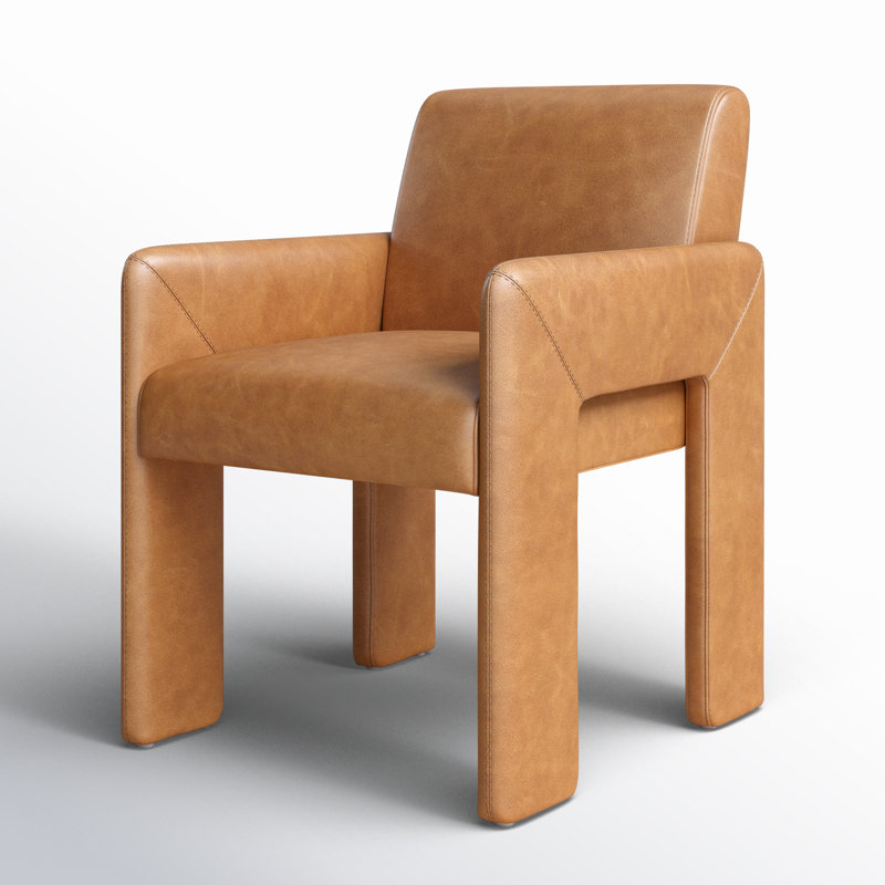 Leny Leather Arm Chair in Butterscotch/Camel