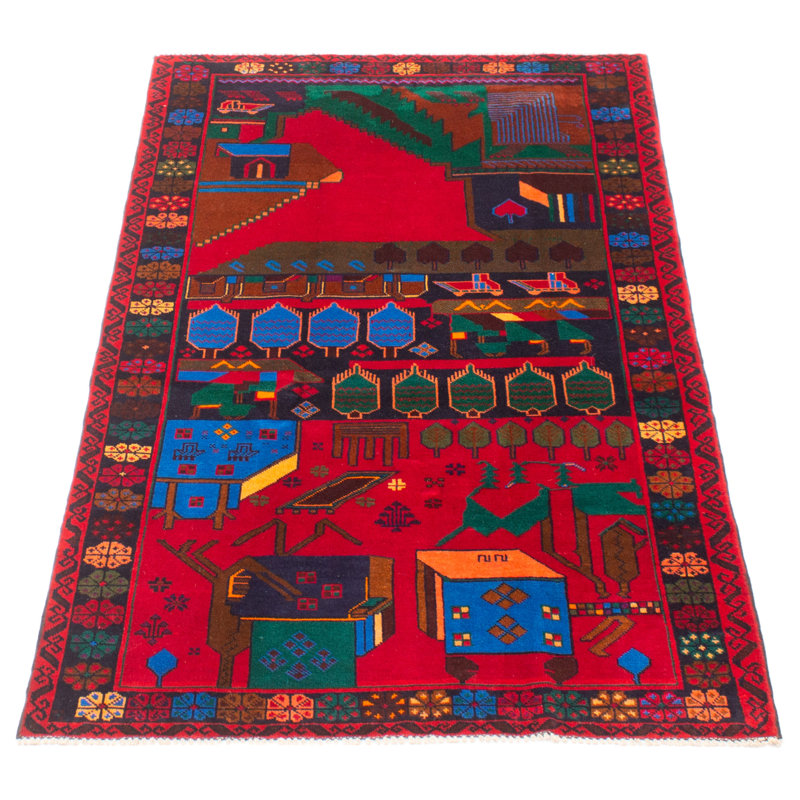 Tapis rouge Teimani 3 pi 7 po x 6 pi 4 po