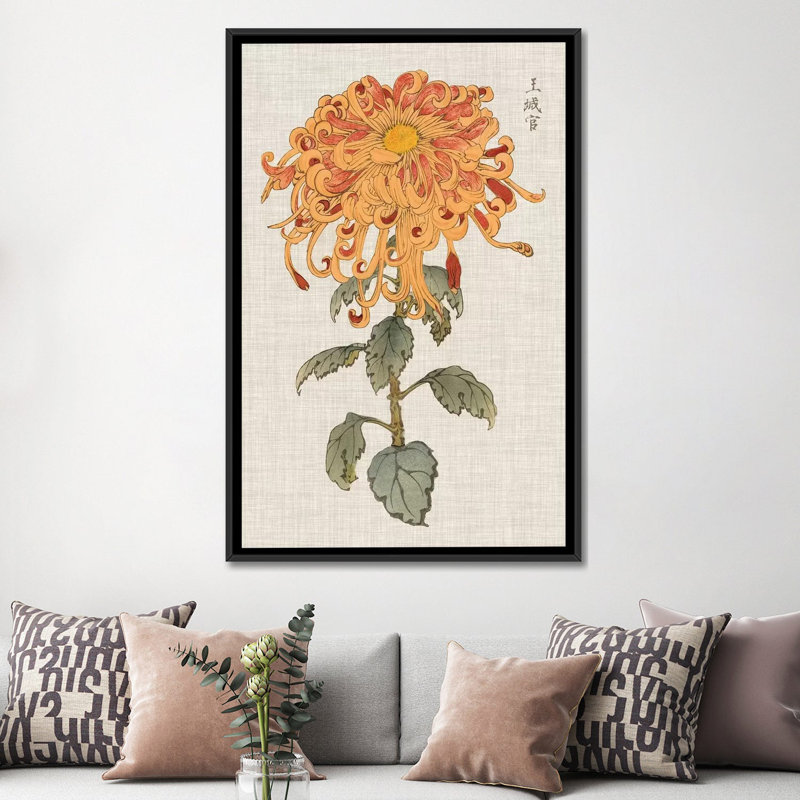 «Vibrant Mums I», impression sur toile tendue, H 26 po x l 18 po x P 1,5 po, Toile avec cadre noir, Pas de tapis