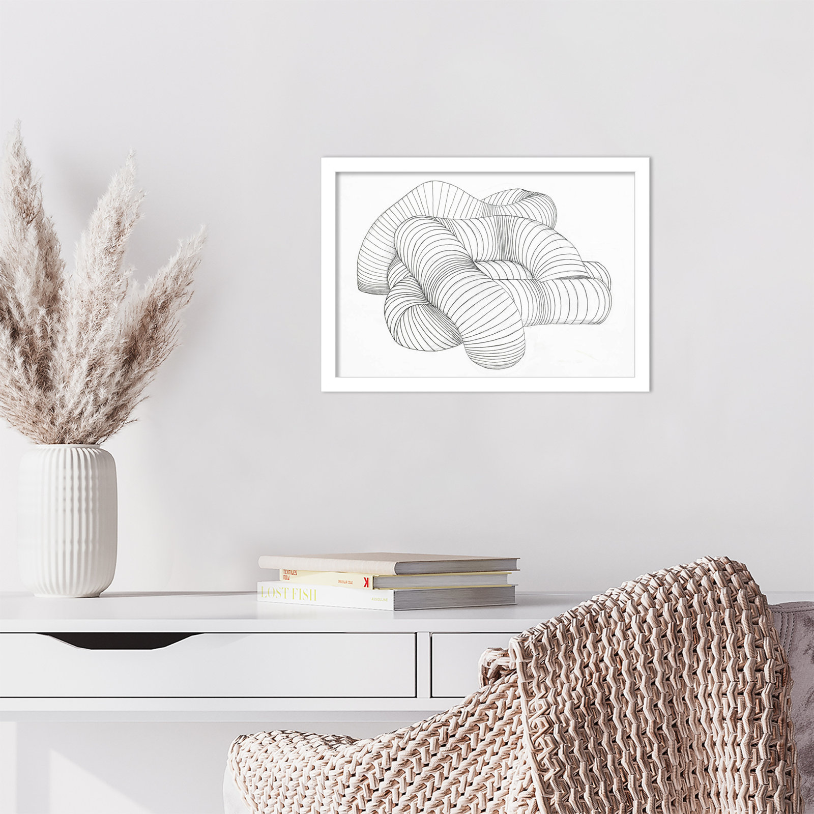 Grudie Hydro Pipes Print by Alex Dunn, 12" H x 17" W x 1" D, White