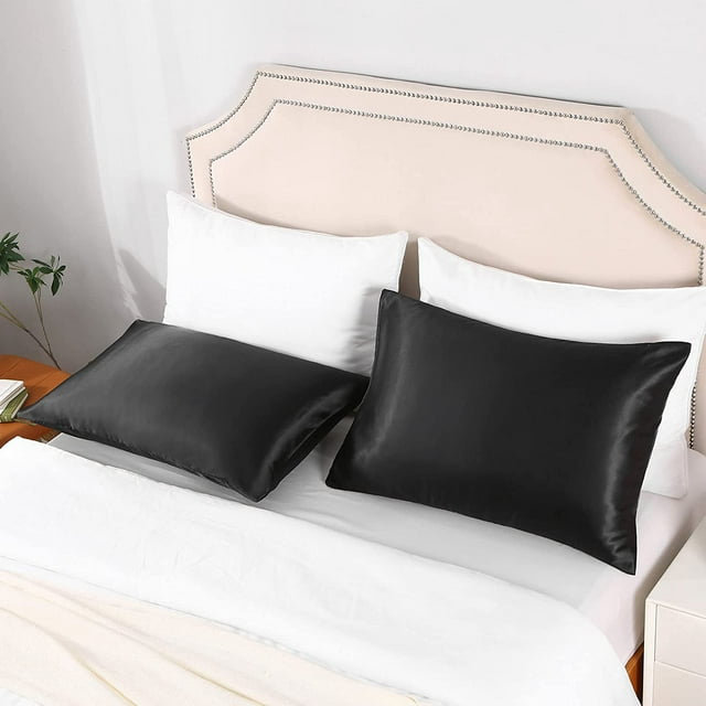 Silk Pillowcases for Hair and Skin Health Soft Smooth Breathable Pillow Cover (Set of 2), White, Standard
