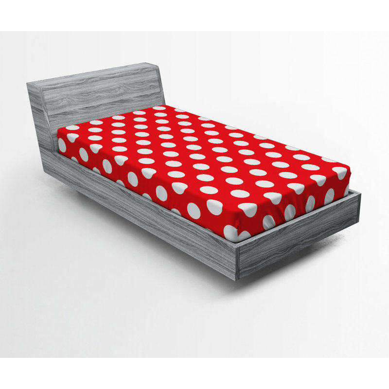 Microfiber Fitted Sheet, Red Polka Dots 2, Twin Fitted Sheet