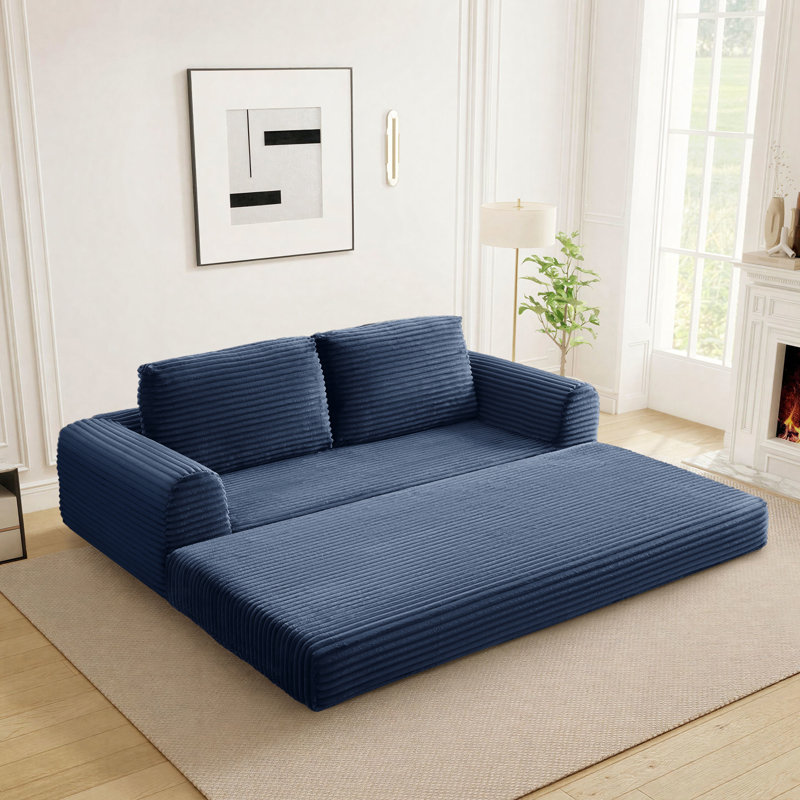 Canapé-lit Boneless Cloud Compression, H 33,8 po x l 82 po x P 37,4 po, Bleu
