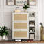 Armoire de rangement pour chaussures avec 3 tiroirs rabattables, 1 tiroir, tablettes carrées, crochets à clés, entrée blanche réglable-118041794