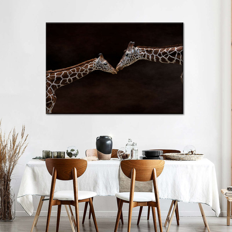 Giraffe Affection Canvas Print, 8" H x 12" W x 1" D