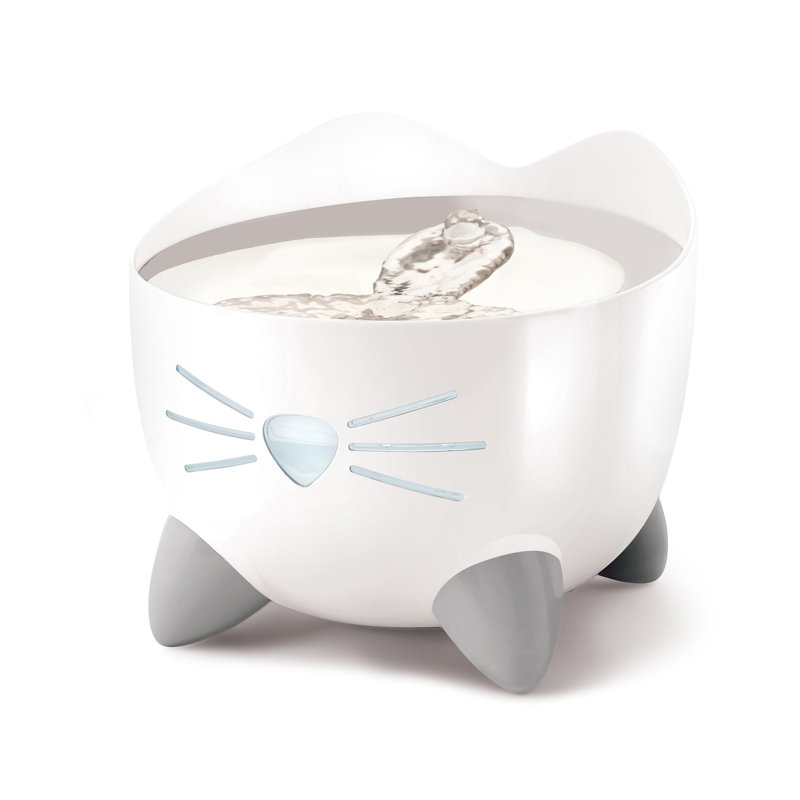 White Stainless Steel Cat Water Fountain with LED Indicator