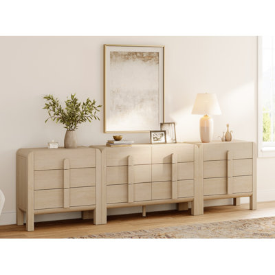 Adora 3-Piece Dresser Set For Bedroom, 110.2" Large Mid Century Dresser For Closet, Curved Profile Wooden Chest Of Drawers For Bedroom,Living Room